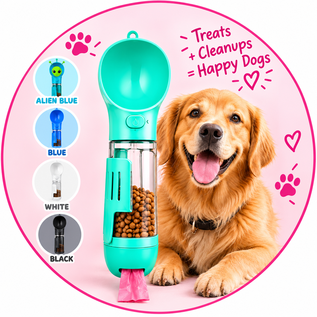 PupSip dog care dispenser with happy dog